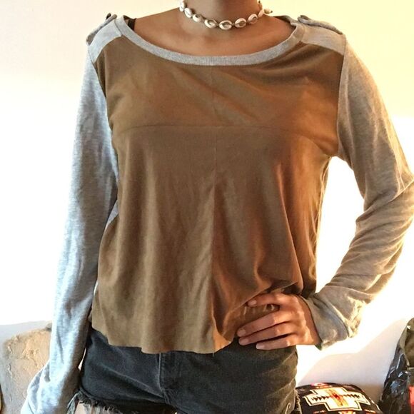 Brown and grey Suede sweater - Picture 1 of 7